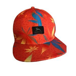 Oddities Three Thousand Marijuana Leaf Orange Snapback Baseball Cap Hat One Size
